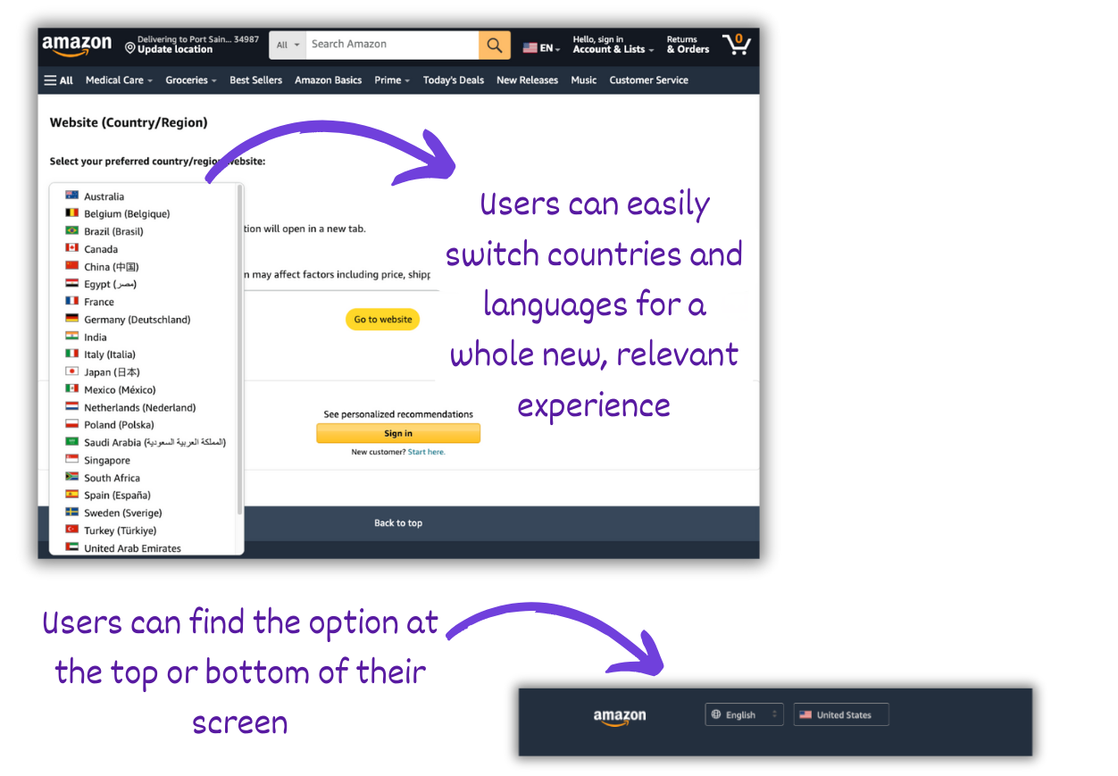 Amazon's localized UX