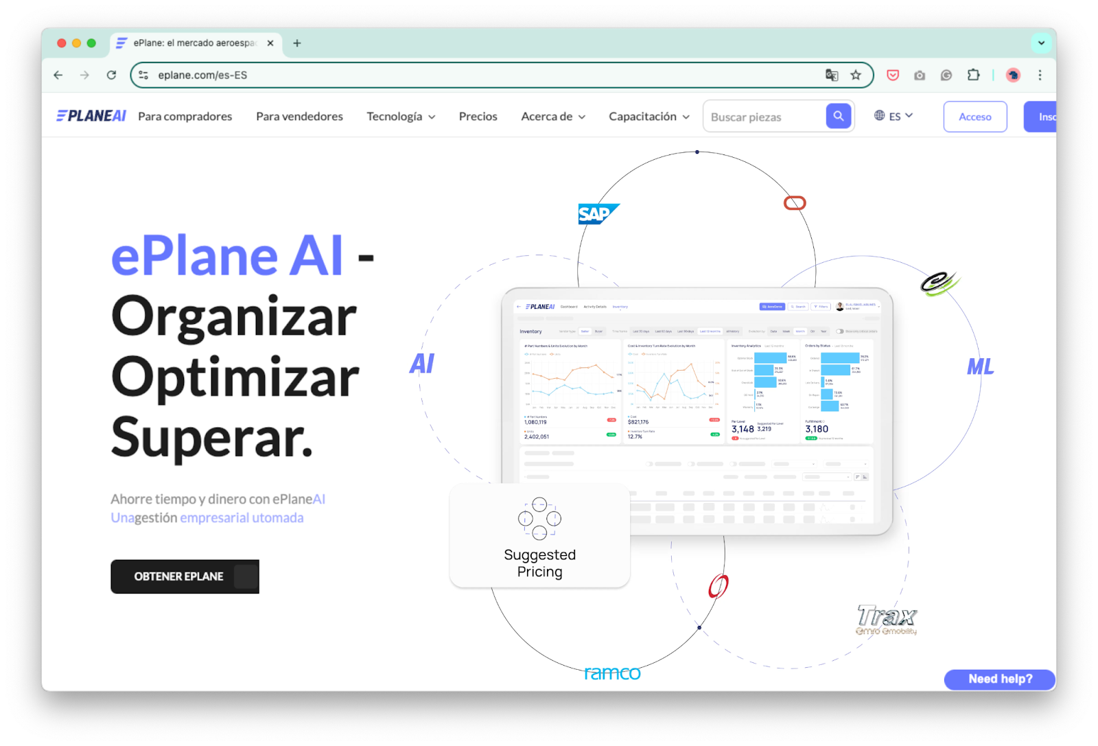 ePlan AI’s Spanish homepage