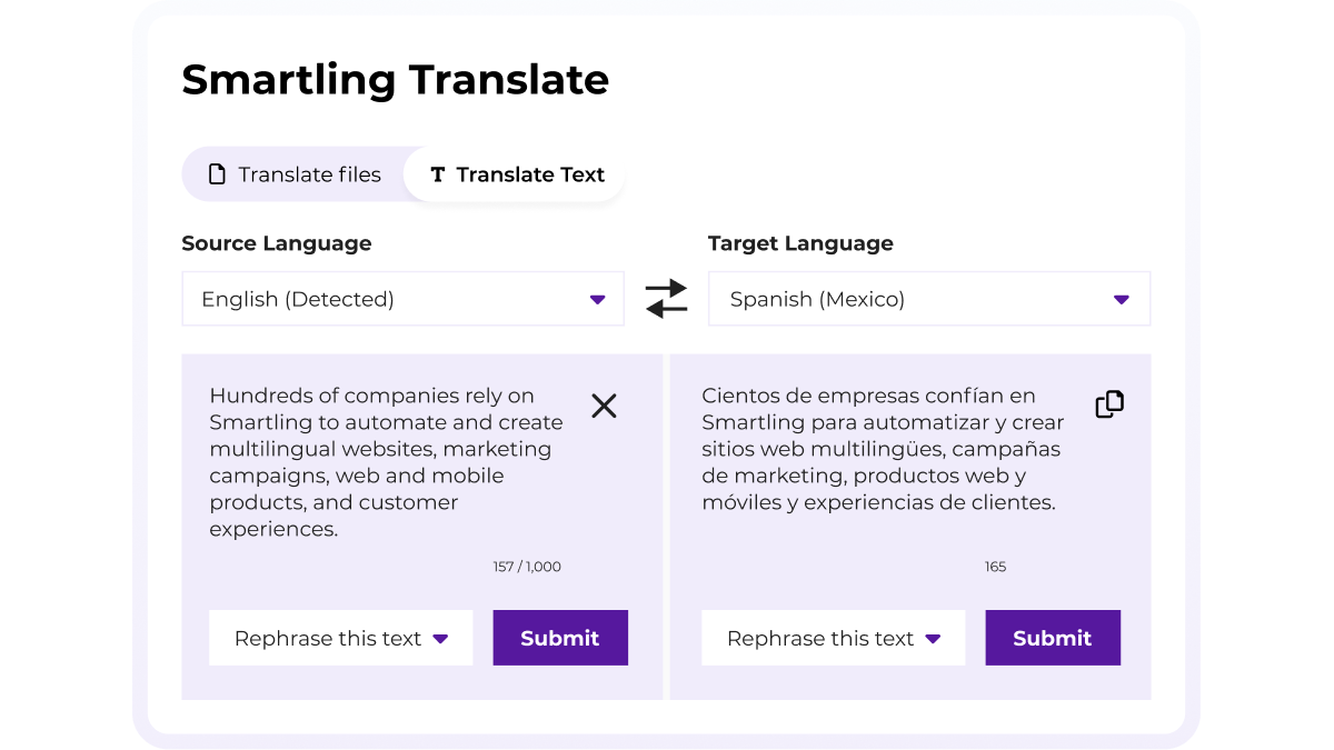 Smartling translate dashboard